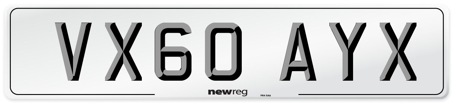 VX60 AYX Number Plate from New Reg